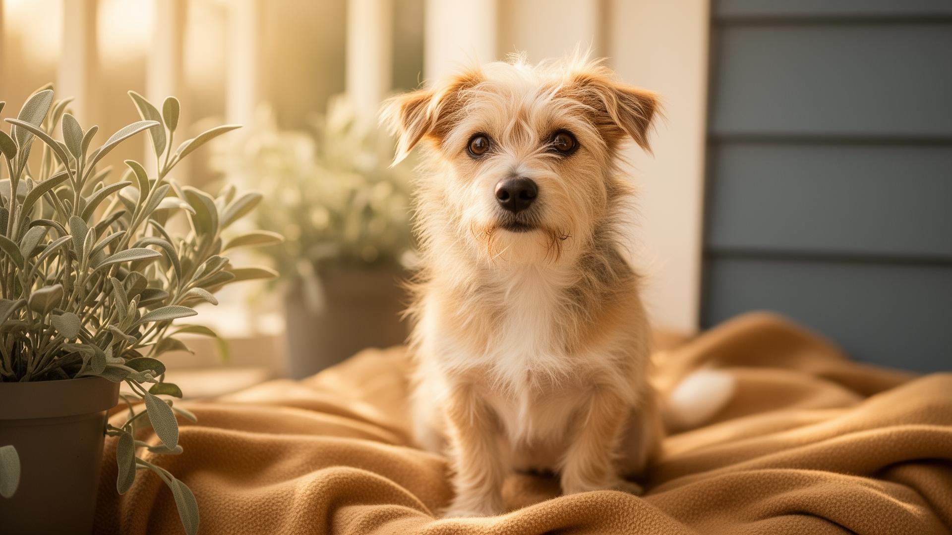 Small rescued dog in a Michigan foster home